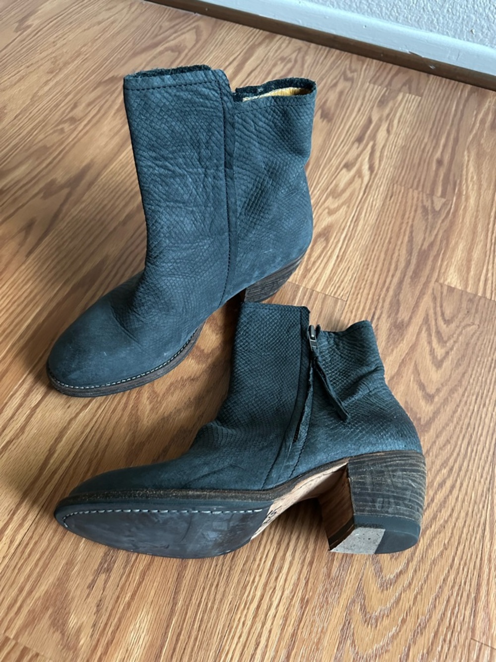 Women’s Blackstone Black Textured Ankle Boots